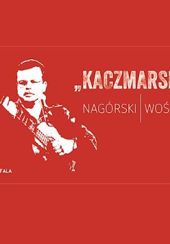 NA czaerwonym tle nazwa wydarzenia i rycina z wizerunkiem Kaczmarskiego.