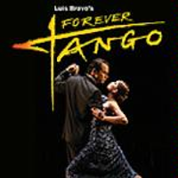 Na grafice para tańcząca tango. Nad nimi żółty napis Forever Tango.