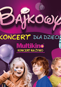 Zdjęcie trójki dzieci na kolorowym tle. Balonik, klawisze fortepianu. Powyżej nazwa wydarzeania.