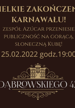 Baner z informacjami o miejscu i czasie wydarzenia. Zdjęcia członków zespołu.