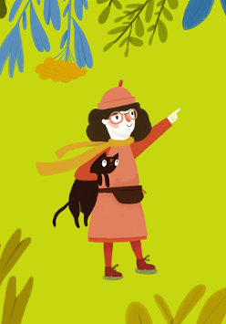 Baner koloru zielonego z informacjami o wydarzeniu i Kopciuszkiem - kolorowym rysunkiem.