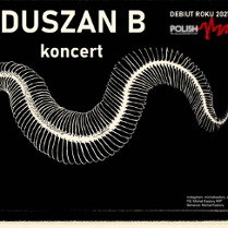 Baner z nazwą wydarzenia. Na czarnym tle widać szkielet kręgowca.