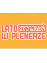 Żółty baner z nazwą cyklu "lato w plenerze".