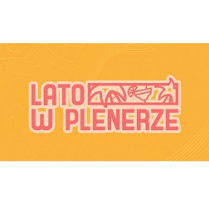 Żółty baner z nazwą cyklu "lato w plenerze".