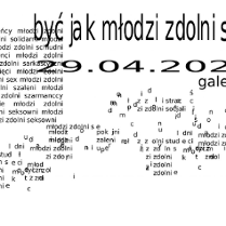 Baner z nazwą kolektywu. W tle rozstrzelone napisy maszynowe.