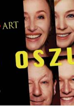 Zdjęcia aktorów występujących w spektaklu i nazwa wydarzenia.