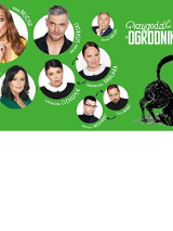 Zdjęcia aktorów występujących w spektaklu i nazwa wydarzenia.