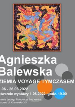 Jedna z prac artystki i informacje o wystawie.