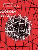 na czerwonym tle czarne linie.