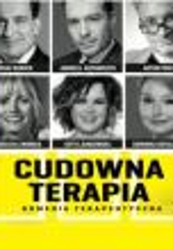 Zdjęcia aktorów występujących w spektaklu i nazwa wydarzenia.