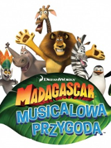Nazwa wydarzenia i wizerunki zwierzaków z kreskówki Madagaskar.
