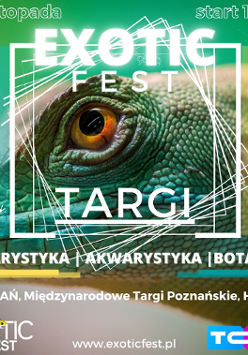 Baner promujący wydarzenie. Nazwa wydarzenia i data nałożone na zdjęcie części głowy z okiem jaszczurki.