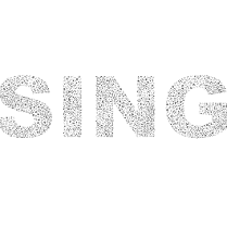 Z małych czarnych nutek ułożony napis "sing".