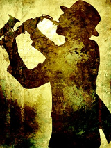 Wizerunek saxofonisty.