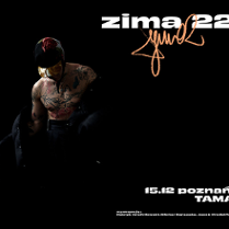 Baner promujący wydarzenie. Zdjęcie artysty na czarnym tle. Dodatkowo nazwa i data koncertu.