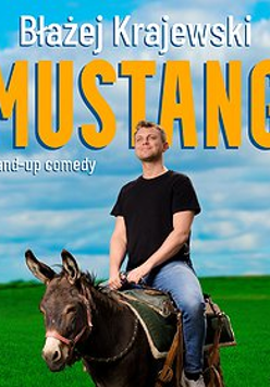 Baner promujący wydarzenie. Nazwa wydarzenia. Zdjęcie artysty na osiołku.