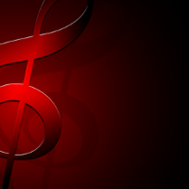 Klucz wiolinowy na czerwonym/bordowym tle.