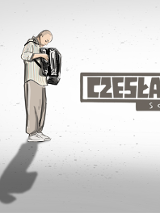 Baner promujący wydarzenie. Nazwa wydarzenia. Rysunek akordeonisty.