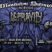 Baner promujący wydarzenie. Nazwa wydarzenia i lista artystów.