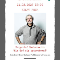 Baner promujący wydarzenie. Nazwa wydarzenia i zdjęcie artysty.