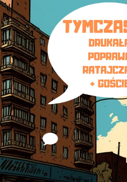 Baner promujący wydarzenie. Rysunek bloku i lista artystów.