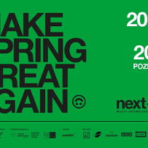 Baner promujący wydarzenie. Nazwa wydarzenia i daty, całość na zielonym tle.