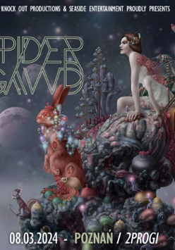 Baner promujący wydarzenie. Nazwa wydarzenia i data. Widać obrazek jak z Alicji w Krainie czarów - czerwony królik z lampkami postać kobiety, na wielobarwnej skale.