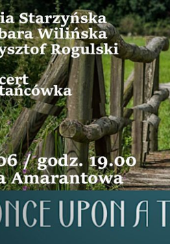 Baner promujący wydarzenie. Nazwa wydarzenia i zdjęcie drewnianego mostka i kładki.