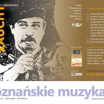 Baner promujący wydarzenie. Nazwa wydarzenia i odbicie linorytu z wizerunkiem Andrzeja Zauchy.