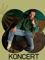 Baner promujący wydarzenie. Nazwa wydarzenia i zdjęcie artysty.