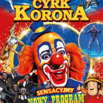 Baner promujący wydarzenie. Nazwa wydarzenia. Clown.