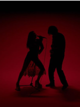 Śpiewająca do mikrofonu para.