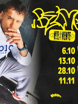 Baner promujący wydarzenie. Nazwa wydarzenia i zdjęcie artysty.