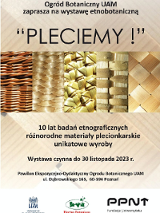 Baner promujący wydarzenie. Nazwa wydarzenia i data. Zdjęcie różnych splotów z różnych roślin plecionkarskich.