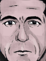 Baner promujący wydarzenie. Rysunek twarzy Cohena.