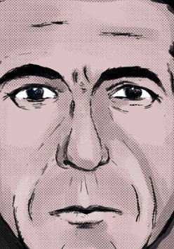 Baner promujący wydarzenie. Rysunek twarzy Cohena.