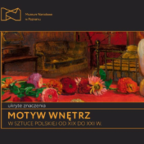 Baner promujący wydarzenie. Nazwa wydarzenia i data. W tle jeden z obrazów z wystawy. Identyfikacja wizualna wystawy Piotr Marzol