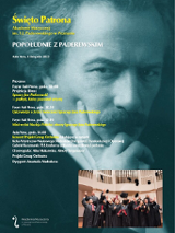 Baner promujący wydarzenie. Nazwa wydarzenia i zdjęcie Paderewskiego w tle.