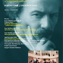 Baner promujący wydarzenie. Nazwa wydarzenia i zdjęcie Paderewskiego w tle.