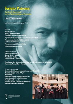 Baner promujący wydarzenie. Nazwa wydarzenia i zdjęcie Paderewskiego w tle.