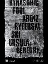 Grafika to szary prostokąt na czarnym tle. Na szarym prostokącie czarne napisy z nazwami zespołów.