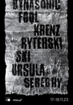 Grafika to szary prostokąt na czarnym tle. Na szarym prostokącie czarne napisy z nazwami zespołów.