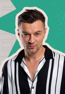 Baner promujący wydarzenie. Nazwa wydarzenia i zdjęcie artysty.