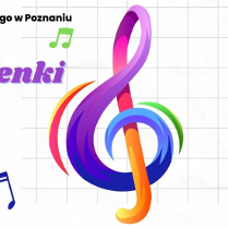 Baner promujący wydarzenie. Nazwa wydarzenia i data. Kolorowy klucz wiolinowy.