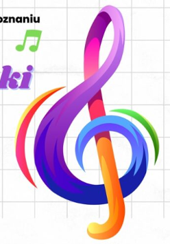 Baner promujący wydarzenie. Nazwa wydarzenia i data. Kolorowy klucz wiolinowy.