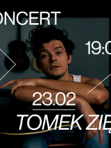 Baner promujący wydarzenie. Nazwa wydarzenia i zdjęcie artysty.