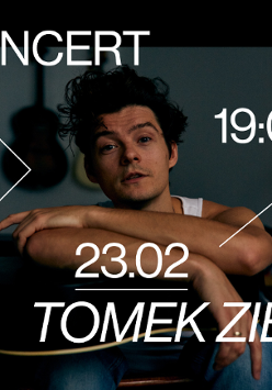 Baner promujący wydarzenie. Nazwa wydarzenia i zdjęcie artysty.