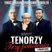 Baner promujący wydarzenie. Nazwa wydarzenia i zdjęcie artystów.