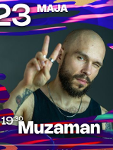 Baner promujący wydarzenie. Nazwa wydarzenia i zdjęcie artysty.