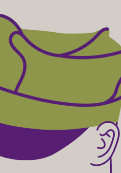 Baner promujący wydarzenie. Nazwa wydarzenia. Dodatkowo na szarym tle rysunek zielono fioletowej rogatywki na czubku głowy.